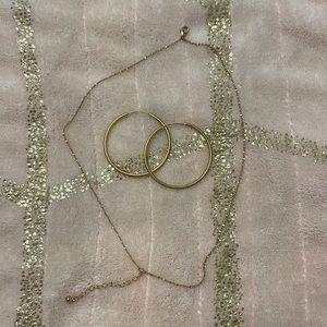 Frasier Sterling gold hoops and necklace